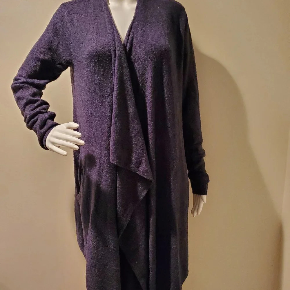 Barefoot Dreams Plush Draped Cardigan in Deep Purple